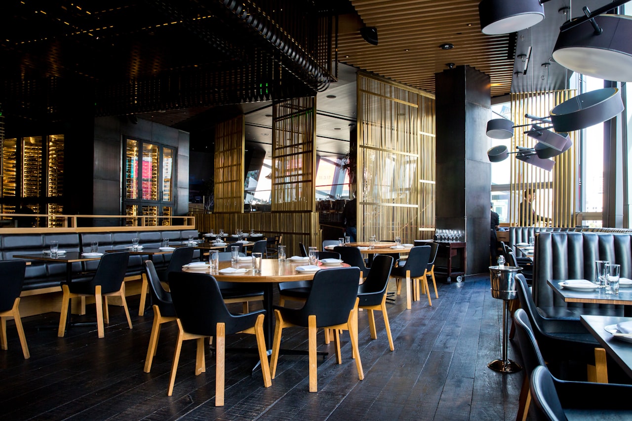 Renovated restaurant with pendant lighting