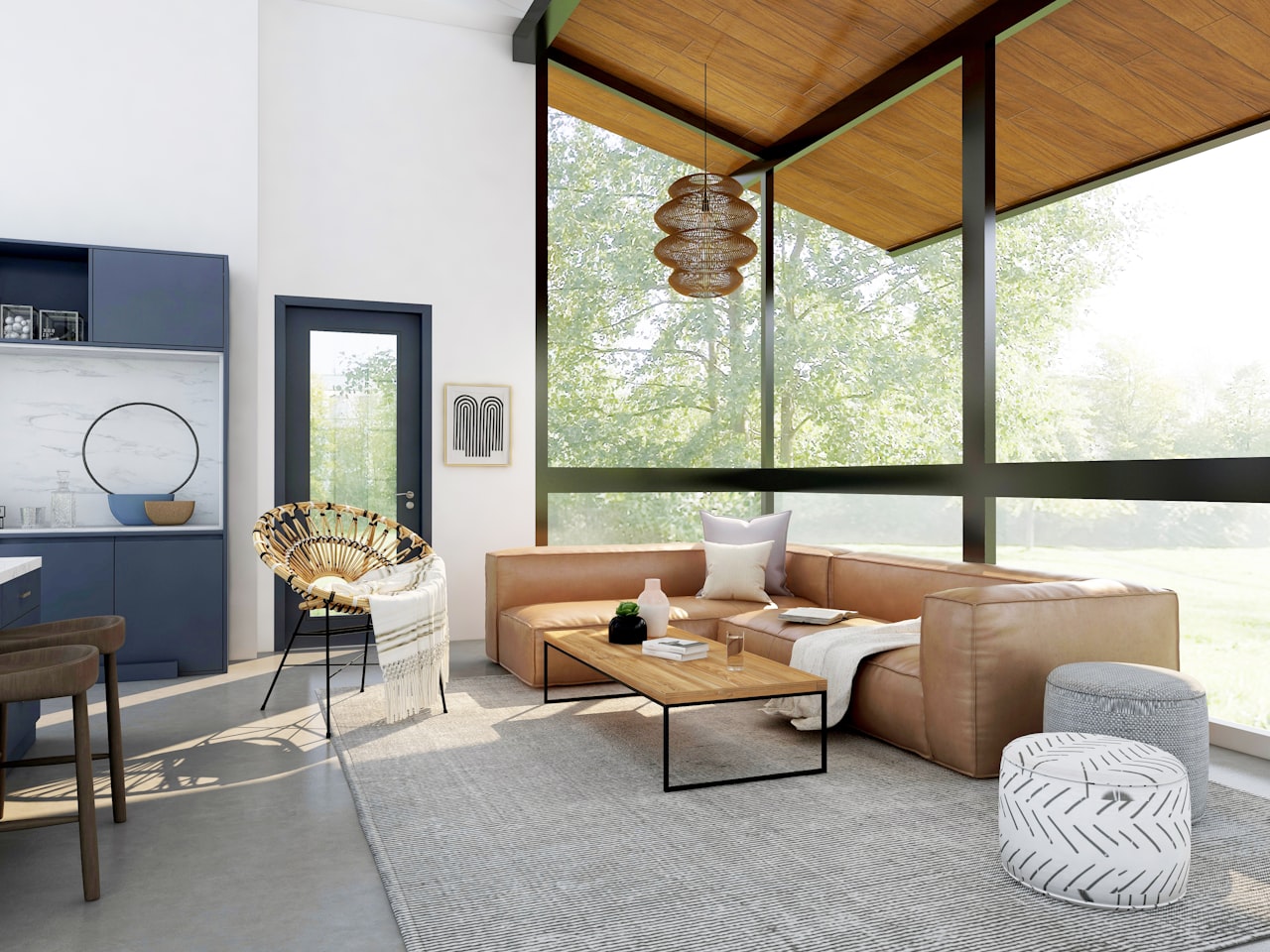 Renovated office lounge with a city view